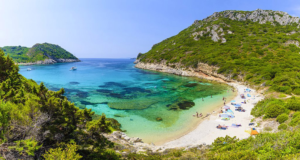 Blue Lagoon Of Porto Timoni Beach, Corfu Island, Greece